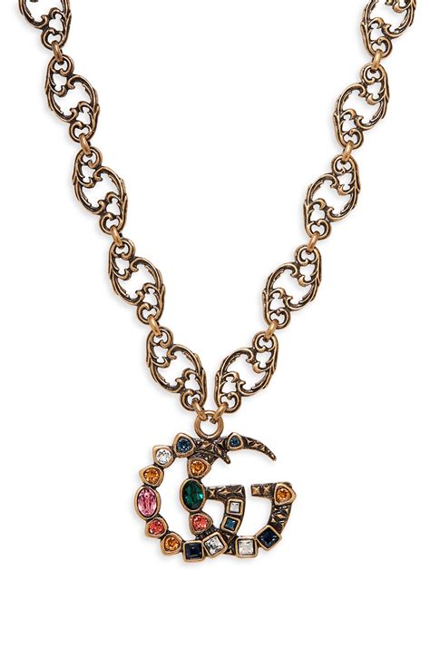 gucci gold necklace womens|gucci silver and onyx necklace.